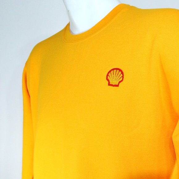 SHELL Gas Station Oil Yellow Sweatshirt Employee Uniform Shirt NEW - Picture 2 of 7